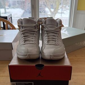 Air Jordan 12 Retro Light Gray with Gold Accents